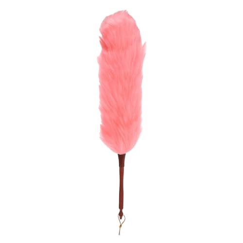 uxcell Wool Duster, 24.4" Natural Feather Cleaner Household Cleaning Duster with Solid Wooden Handle for Cleaning Fans Window Blinds Shelves Furniture, Pink - color: Pink, size: 24.4"