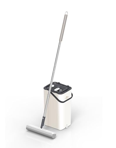 The Cleaning Magic Towel Mop and Bucket Set, 56-Inch Pole, Two Mop Head Refills, PVA Mop & Bucket Cleaning System - Hands Free Floor Mop and Bucket - Floor Mop for Laminate, Hardwood, Tiles