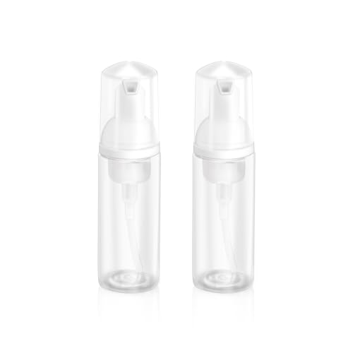 2oz Plastic Foam Pump Bottle, Empty Bottle Travel Foaming Dispenser for Hand Soap, Shampoo (2Pcs, 60ml) - color: Clear