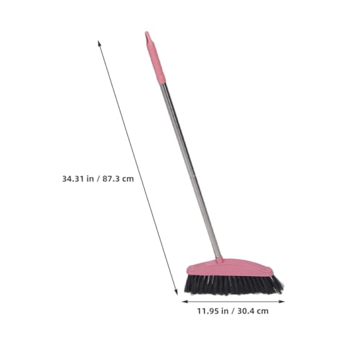 Cabilock 2pcs Stainless Steel Broom Handle Deck Sweeper Broom for Outdoor Cleaning - color: Pink