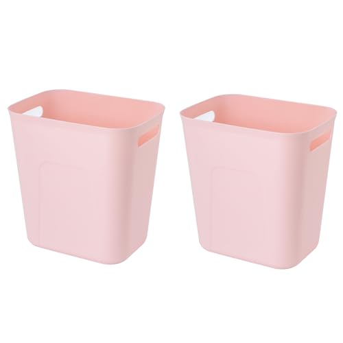 UUJOLY Plastic Small Trash Can Wastebasket, Garbage Container Basket for Bathrooms, Laundry Room, Kitchens, Offices, Kids Rooms, Dorms, 3.5 Gallon, Pink, 2 Pack - color: Pink, size: 3.5 Gallon/2 Pack