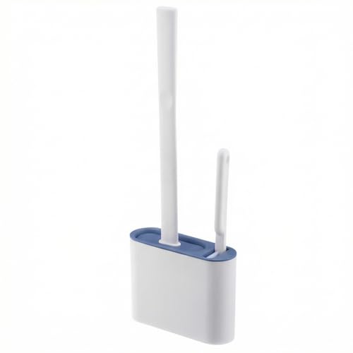Silicone Toilet Brush Set with Holder,Wall Mounted for Bathroom RV Camper Home,Space-Saving & Hygienic Cleaning Tool,Easy to Install,Blue