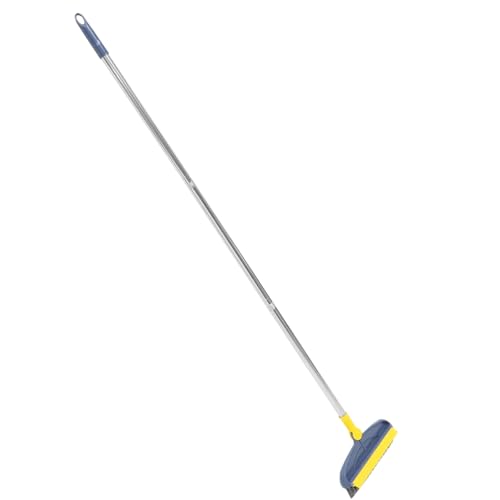 Mipcase Long Handle Floor Scrub Brush for Bathroom and Kitchen, Stiff Bristle Crevice Cleaning Brush with 126cm Extendable Handle, Blue-Yellow Hard Bristle Floor Scrubber for Tile