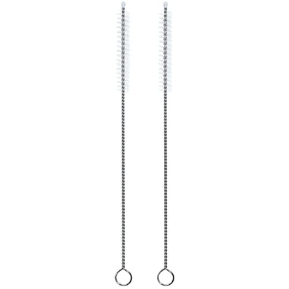 Straw Cleaner Brush, Extra Long Nylon Bristles and Stainless Steel Handle Cleaning Brushes for Washing Glass Silicone Metal Straws Tea Pot Spout Bottle (Only 2 pcs, 7.87inch X 5/16inch)