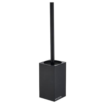 Toilet Bowl Cleaners Brush and Holder KWQKEM Freestanding Toilet Brush and Holder Set Modern with Lid 304 Stainless Steel (Matte Black) - color: Black, size: Freestanding