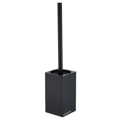 Toilet Bowl Cleaners Brush and Holder KWQKEM Freestanding Toilet Brush and Holder Set Modern with Lid 304 Stainless Steel (Matte Black) - color: Black, size: Freestanding