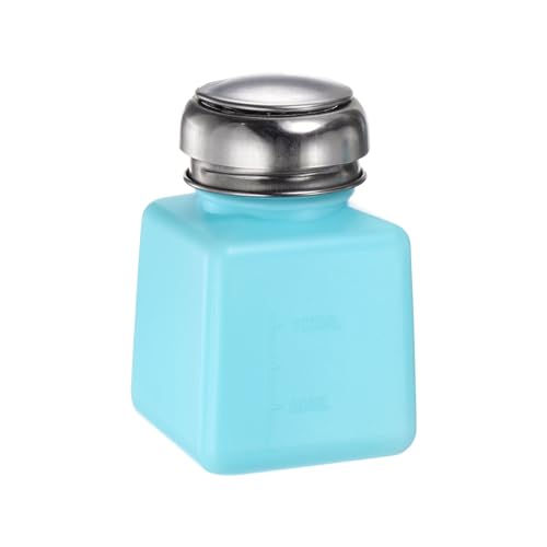 HARFINGTON Solvent Alcohol Dispensers 100ml(3.4oz) Push Down Liquid Dispenser Pump Bottle with Sealing Stainless Steel Lid for Acetone Cleanser Polish Remover, Blue - color: Blue, size: 3.4 Ounces