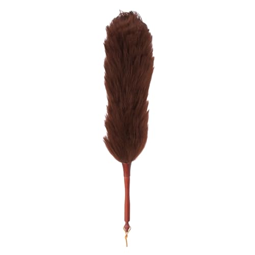 uxcell Wool Duster, 24.4" Natural Feather Cleaner Household Cleaning Duster with Solid Wooden Handle for Cleaning Fans Window Blinds Shelves Furniture, Coffee - color: Coffee, size: 24.4"