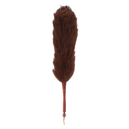 uxcell Wool Duster, 24.4" Natural Feather Cleaner Household Cleaning Duster with Solid Wooden Handle for Cleaning Fans Window Blinds Shelves Furniture, Coffee - color: Coffee, size: 24.4"