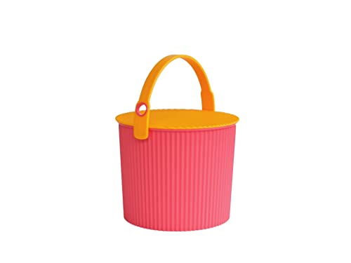 Sceltevie Pink Plastic Round Bucket with Lid, 10" Diameter, 8L Capacity, 330.7 lbs Load, Made in Japan - color: ピンク, style: Size S: 2.8 gal (