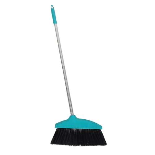 Soft Bristle Broom Long Stainless Steel Handle Floor Cleaning Broom for Kitchen and Patio for Indoor and Outdoor Use Green