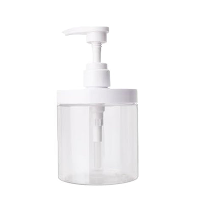 500ml Pump Bottle Dispenser Plastic Refillable Bottles Wide Mouth Jar Style Empty Bathroom Shower Containers,5.9inches - size: 9*9*10cm