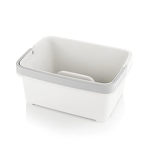 Minky Large Storage Caddy - Easy to Clean Plastic Storage Bin with Foldaway Handle - Perfect for Cleaning, Crafts, Baby Items, DIY - Great for Pantry, Fridge & Organization - Made in UK (White) - color: White
