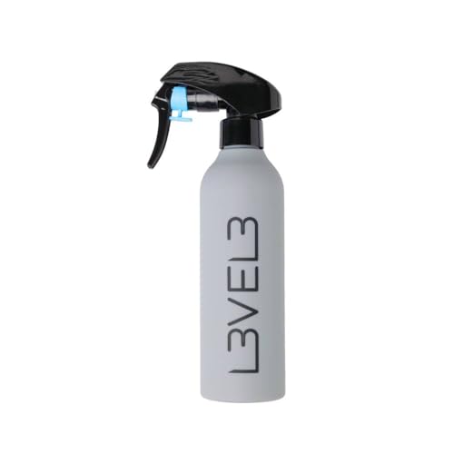 L3 Level 3 Rubberized Spray Bottle - Precise Action Mist Bottle for Effortless Hair Styling - Rubber Grip for Total Control - color: Grey