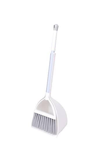 Mini Broom with Dustpan for Kids,Little Housekeeping Helper Set (White+Grey) - color: White+grey