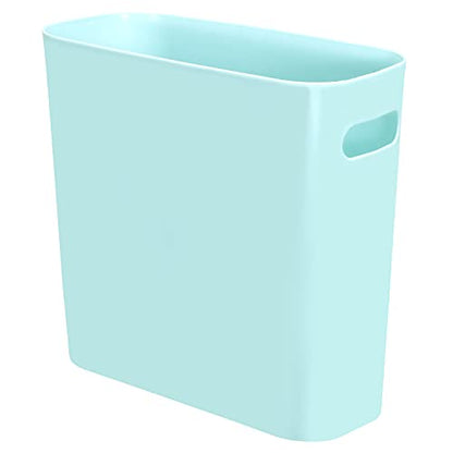 Youngever 1.5 Gallon Slim Trash Can, Plastic Garbage Container Bin, Small Trash Bin with Handles for Home Office, Living Room, Study Room, Kitchen, Bathroom (1 Pack Mint) - color: Mint