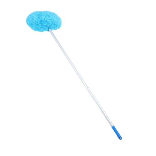 Ceiling Fan Duster with Extension Pole, 360 Degree Rotation Extra Long Round Duster Washable Cobweb Brush for Outdoor Indoor (Blue) - color: Blue