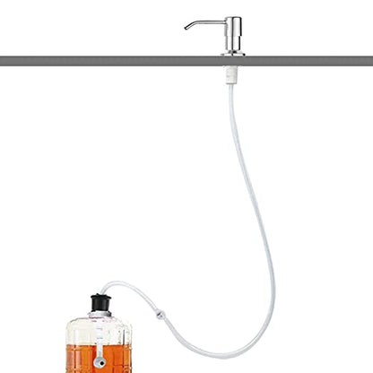 Soap Dispenser for Kitchen Sink and Extension Tube Kit, Stainless Steel with 47 Inches Tube Connects Directly to Soap Bottle, Hand and Dish Soap Dispenser Pump, Chrome - color: Plating
