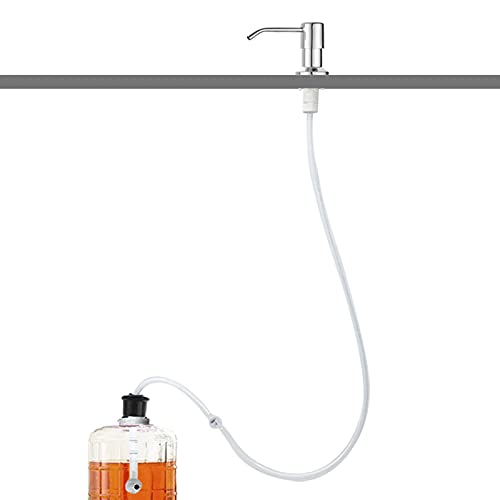 Soap Dispenser for Kitchen Sink and Extension Tube Kit, Stainless Steel with 47 Inches Tube Connects Directly to Soap Bottle, Hand and Dish Soap Dispenser Pump, Chrome - color: Plating