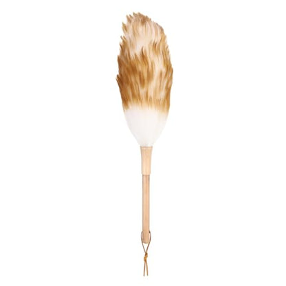 uxcell Wool Duster, 14.2" Natural Feather Cleaner Household Cleaning Duster with Solid Wooden Handle for Cleaning Fans Window Blinds Shelves Furniture, White Coffee - color: White Coffee, size: 14.2"