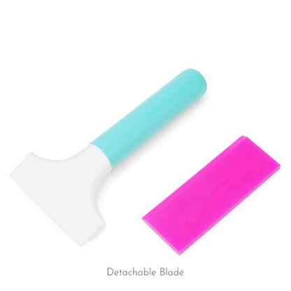 2-Pack Rubber Squeegee with Long Handle, 5-Inch Width Soft Water Blade for Car Window Tinting, Vinyl Wrap Tool & Kitchen Countertop – Scratch-Free, Anti-Slip Grip (Pink & Blue)