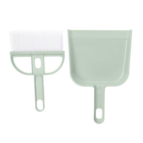 Generic Small Broom and Dustpan Set Plastic Mini Hand Broom Dustpan 2PCS for Desktop Keyboard Table Lightweight Design for Office Home School (Green) - color: Green