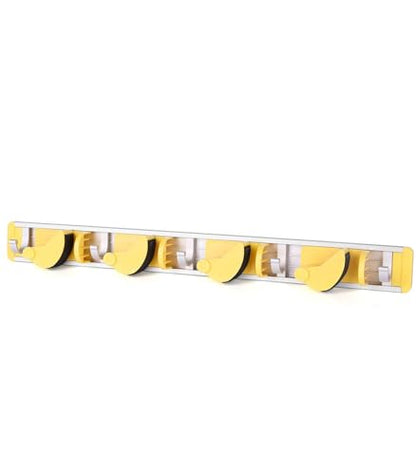 Wall-Mounted Mop and Broom Holder Storage Organizer with Good Grip, Cleaning Tools Hanger for Kitchen, Garden, Laundry Room and Garage, 4 Slots, 5 Hooks