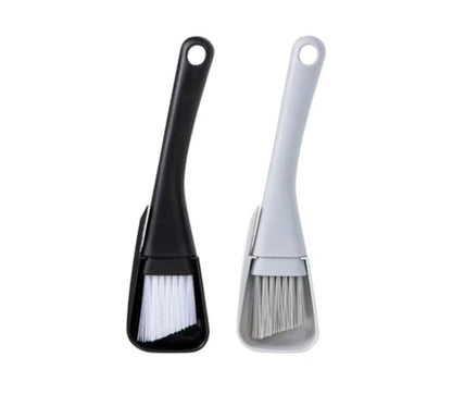 2PCs Window Track & Crevice Cleaning Brushes with Built-in Dustpan - Floor/Window Slot/Keyboard/Door Crevice Brush Set, Household Cleaning Tool Set(Black+Gray) - color: Black+gray