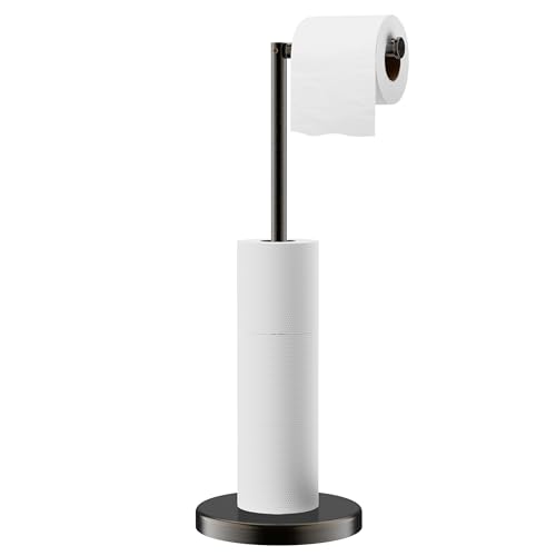 FORIOUS Toilet Paper Holder Stand, Modern Freestanding Tissue Roll Holder for Bathroom, Durable SUS 304 Stainless Steel and Weighted Base Toilet Paper Stand, Storage for 4 Rolls, Oil Rubbed Bronze - color: Oil Rubbed Bronze, size: 23.2" H (Pack of 1)