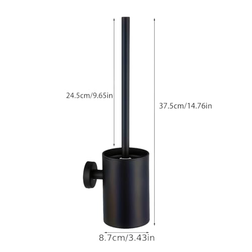 Matte Black Toilet Brush with Long Handle, Stainless Steel Toilet Bowl Brush and Holder Set, 2 in 1 Wall Mount Freestanding Splash Proof Toilet Brush for Bathroom Home RV