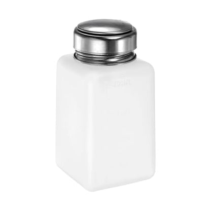 HARFINGTON Solvent Alcohol Dispensers 200ml(6.8oz) Push Down Liquid Dispenser Pump Bottle with Sealing Stainless Steel Lid for Acetone Cleanser Polish Remover, White - color: White, size: 6.8 Ounces