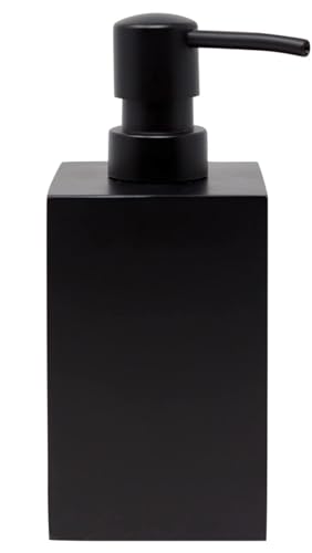 Matte Black Square Soap Dispenser for Kitchen & Bathroom – 15 oz Refillable Resin Pump Bottle for Dish Soap, Hand Soap, Shampoo, Conditioner – Modern Countertop Dispenser with Non-Slip Protective Pads - color: Black, style: Square Soap Dispenser