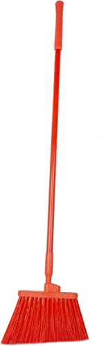 SPARTA 41083EC24 Plastic Color Coded Broom, Unflagged Bristles, Long Broom With Angled Head For Small Debris Cleaning, 56 Inches, Orange - color: Orange