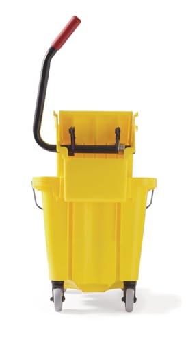 Rubbermaid Commercial Products WaveBrake 26 Qt. Side-Press Mop Bucket and Wringer Combo on Wheels, Yellow, for Professional/Industrial/Business Heavy-Duty Floor Cleaning/Mopping - size: 26 Qt