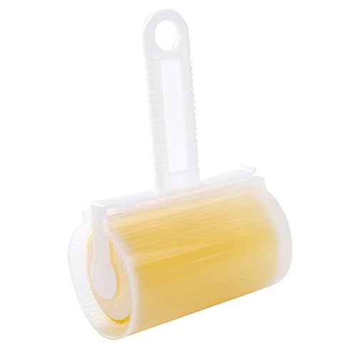 Lint Remover Washable Clothes Hair Sticky Roller Reusable Portable Pet Hair Remover Sticky Roller Easy Install,Yellow