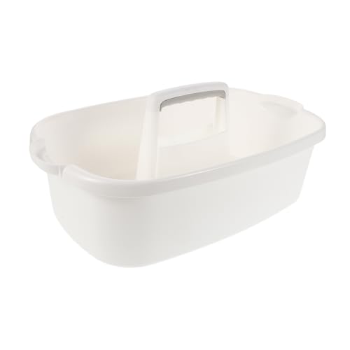 Mikinona Cleaning Tools Organizer Sturdy Plastic Bathroom Storage Basket with Handle for Home Hotel and Kitchen Versatile Cleaning Supply Tote for Efficient Organization