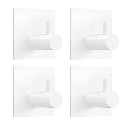 VIS'V Adhesive Towel Hooks, Waterproof Shower Wall Stick on Hooks, 2 Extra Adhesive Strips, White, 4 Pcs - color: White