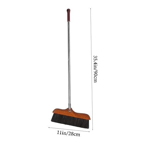SECFOU Stainless Steel Handle Long Handle Broom Soft Bristle Office Broom Sweeper Dust Remover