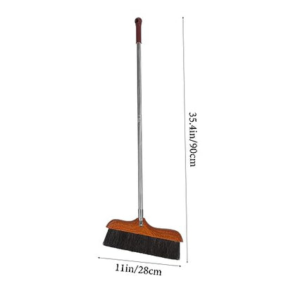 SECFOU Stainless Steel Handle Long Handle Broom Soft Bristle Office Broom Sweeper Dust Remover