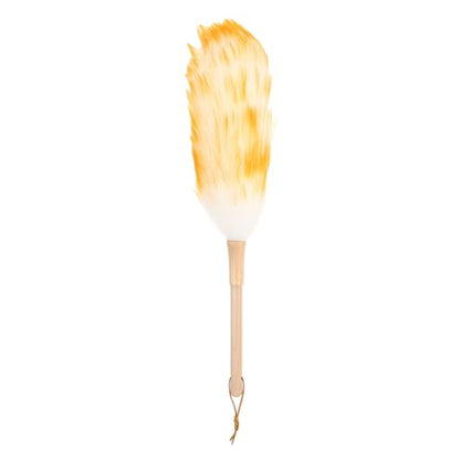 uxcell Wool Duster, 14.2" Natural Feather Cleaner Household Cleaning Duster with Solid Wooden Handle for Cleaning Fans Window Blinds Shelves Furniture, White Gold - color: White Gold, size: 14.2"
