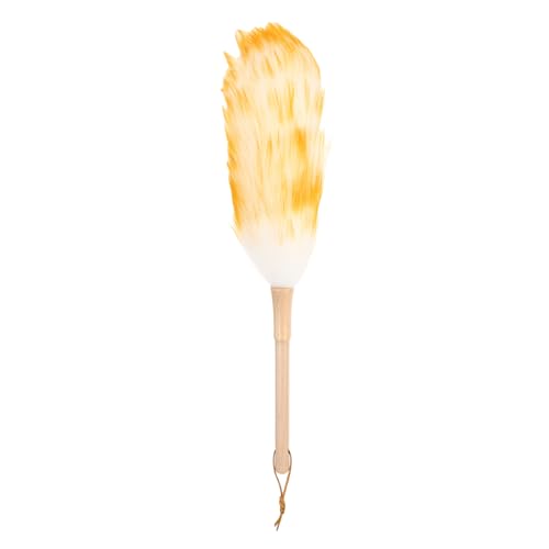 uxcell Wool Duster, 14.2" Natural Feather Cleaner Household Cleaning Duster with Solid Wooden Handle for Cleaning Fans Window Blinds Shelves Furniture, White Gold - color: White Gold, size: 14.2"
