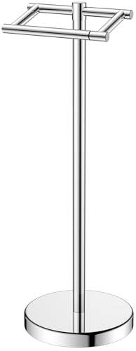 FORIOUS Toilet Paper Holder Wall Mount, Stainless Steel Rustproof Double Post Pivoting Tissue Roll Holder for Bathroom, Commercial Toilet Paper Dispenser Freestanding Toilet Paper Stand, Chrome - color: Chrome, size: Free Standing 1 Pack