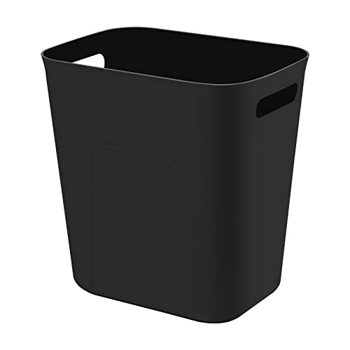 UUJOLY Plastic Small Trash Can Wastebasket, Garbage Container Basket for Bathrooms, Laundry Room, Kitchens, Offices, Kids Rooms, Dorms, 3.5 Gallon, Black - color: Black, size: 3.5 Gallon