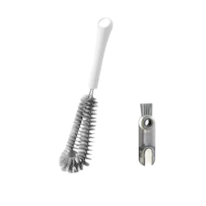 Bottle Brush for Chemex Coffee Maker with Long White Handle and Gray Nylon Bristles, Coffee Maker Bottle Brush for Glass Carafe