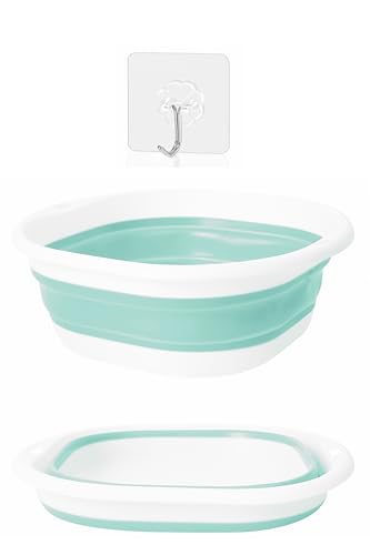 Small Collapsible Wash Basin, Mini Foldable Sink Tub (3.5L) with Hook, Lightweight Portable Wash Bowl for Dorm, Travel, Small Laundry & Makeup Cleaning – BPA-Free Space-Saving Design(Blue)