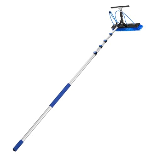 VEVOR Solar Panel Cleaning Kit, 26 ft, Water Fed Pole Kit with Cleaning Brush, Squeegee, Soap Dispenser, Extendable Aluminum Telescopic Pole, 180° Rotatable Brush Head, for Roof Mounted Solar Panels - size: 26 Ft