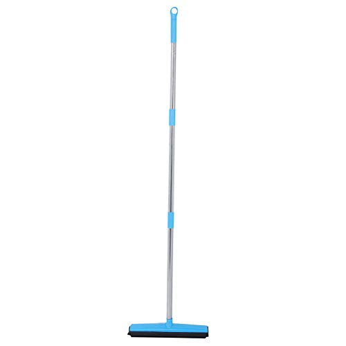 Rubber Broom Carpet Rake for Pet Hair Removal, 3 Section Telescopic Multifunction Floor Carpet Cleaner Sweeper, Blue - color: Blue