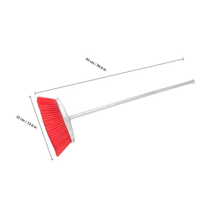 Wide Angle Stainless Steel Household Broom with Long Handle Large Outdoor Sweeping Floor Broom for Lawn and Kitchen Cleaning Heavy Duty for Home Use