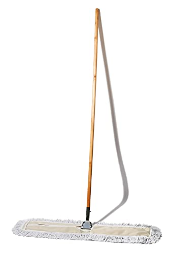 Commercial Dust Mop & Floor Sweeper, 36 in. Dust Mop for Hardwood Floors, Cotton Mop Head, Wooden Broom Handle, Industrial Dry Mop for Floor Cleaning & Janitorial Supplies - size: 36x5 Inch (Pack of 1)