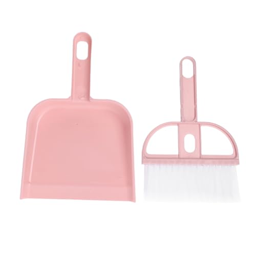 Generic Small Broom and Dustpan Set Plastic Mini Hand Broom Dustpan 2PCS for Desktop Keyboard Table Lightweight Design for Office Home School (Roseate) - color: Rose